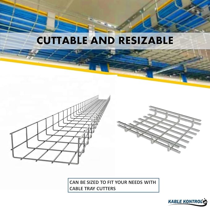 Kable Kontrol Cable Tray- 5 Feet Long - 18" Width, 4” Depth – Wire Mesh Tray Cable Management Rack Cords Organizer Cable Basket, Zinc Plated Steel NEC Approved for Network, Fiber Optic, Cabling