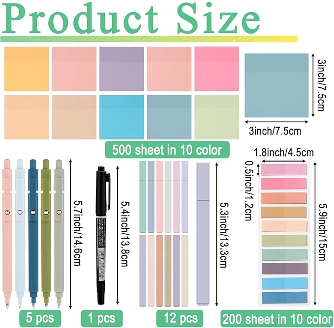 39-Piece Aesthetic Book Annotation Kit with Pencil Case, Highlighters, Gel Pen, 700 Clear Sticky Notes, and Index Tabs – Ideal for School, College, Teachers, Office and Bible Journaling