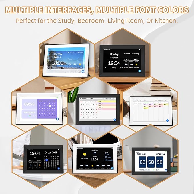 Smart Digital WiFi Clock, 10.1" Inch Touch Screen Auto Time and Date Sync, 7-Day Weather, 64 Custom Alarms & Schedules,2026 Calendar No App Required