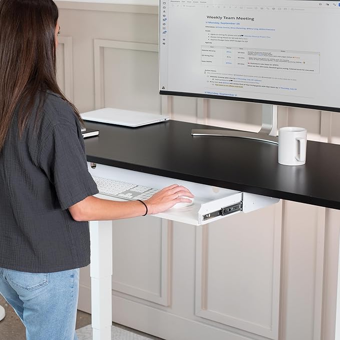 VIVO Large 33 inch Under Desk Slide Out Storage Drawer Organizer, White, DESK-DR33-W