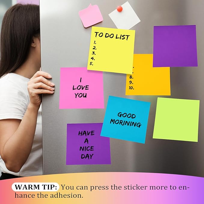 Zubebe 12 Pads 11 x 11 Inch Large Sticky Notes Jumbo Bright Colors Sticky Notepads Self Stick Note Square Memo Post Stickies for Office School, 25 Sheets/pad