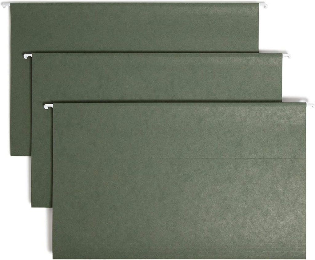 Smead Hanging File Folder with Tab, 1/3-Cut Adjustable Tab, Legal Size, Standard Green, 25 per Box (64135)