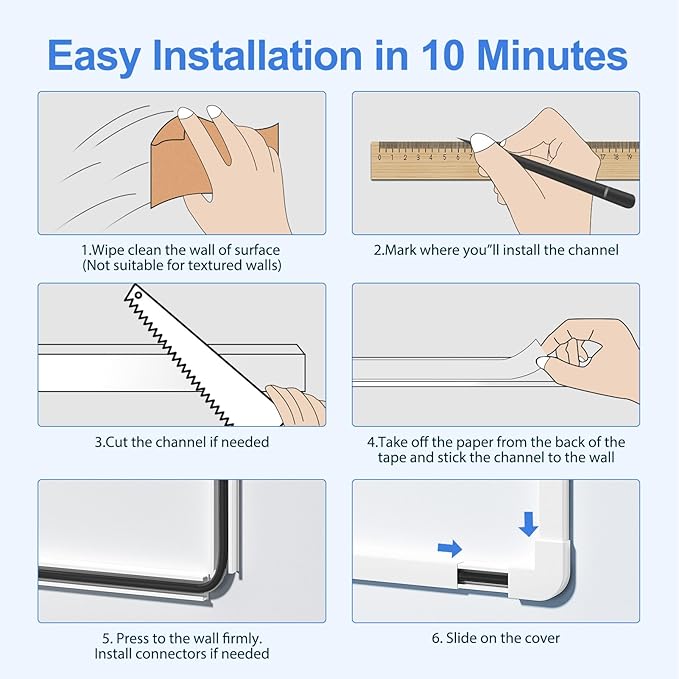 Yecaye Cord Hider, 113in One-Cord Cable Concealer, Cord Covers for Wires on Wall, Easy Install Cable Management Kit for 2 Small Wires, Cables Raceway Home Office, W0.59in H0.4in, White