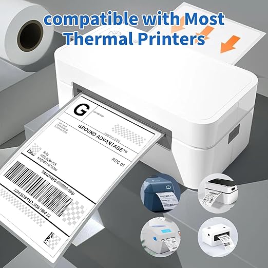 4"×6" Direct Thermal Shipping Label, Fanfold Thermal Label 500 Packs Per Stack, Permanent Adhesive, Compatible with Zebra, Rollo, Jadens, Nelko