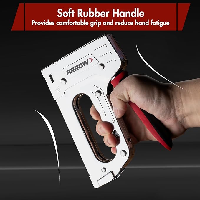 Arrow T55BL Staple Gun Kit, Heavy Duty Manual Stapler with 3750 Pieces T50 1/4", 3/8", 1/2" Staples, Soft Rubber Grip, for Upholstery Professional Projects