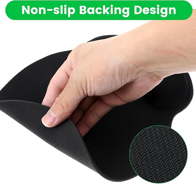 6 Pcs Mouse Pad and Keyboard Wrist Rest - Ergonomic Wrist Pad for Computer Keyboard and Mouse Pad, Memory Foam Wrist Support for Comfy Typing (Classic Black)
