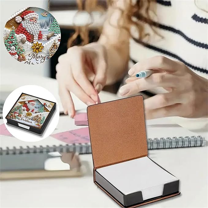 Christmas Diamond Painting Kit Note Box,Memo Paper Storage Box Diamonds Art,Sticky Note Holder Diamonds Art,Diamond Painting Memo Pad For Office Desk. (Christmas2)