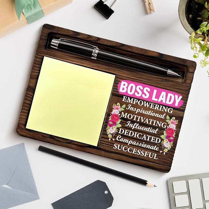 Best Boss Lady Gifts for Women, Gifts for Bosses Female Leader Boss's Day Thank You Retirement Birthday, Best Boss Lady Floral Sticky Note Holder for Bosses Office Decor