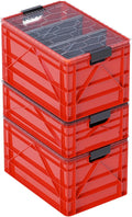 SIDIO CRATE Pro Pack - Two Full Size and One Half Size SidioCrate, Stackable Outdoor Organizer Storage Bins with Clear Lid and Dividers