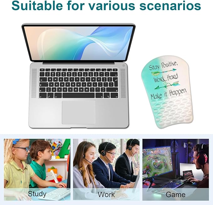 Ergonomic Sloped Mouse Pad with Massage Wrist Rest, Pain Relief Wrist Mouse pad with Memory Foam Non-Slip PU Base, Mouse Pad with Wrist Support for Wireless Mouse & Desk,Y Make it Happen