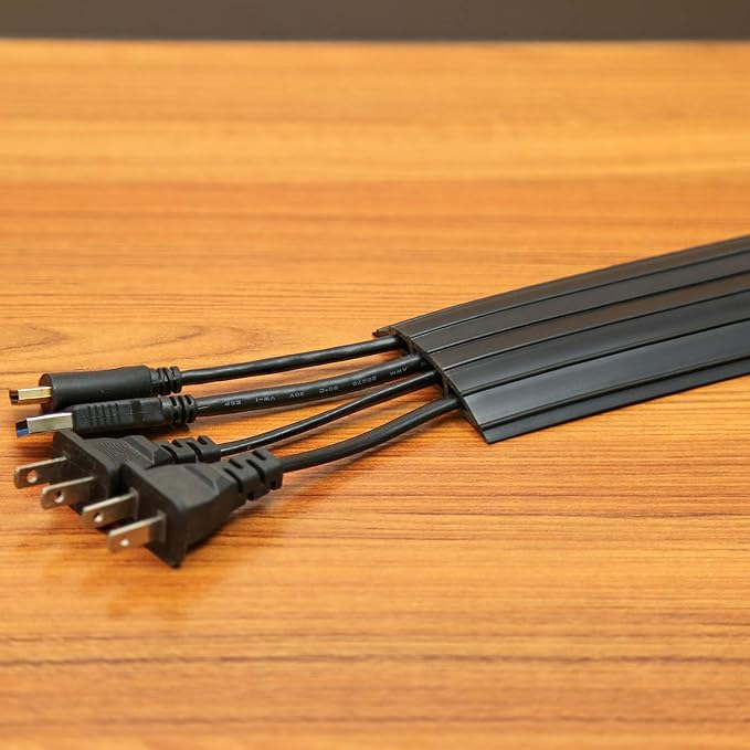 AGPTEK Heavy Duty Floor Cable Cover Cable Protector, 6.5 Ft Floor Cord Protector 3 Channels Floor Cord Cover (Mid Channel 0.62") Contains Cords, Cables and Wires, Good for Office, Home, or Outdoor