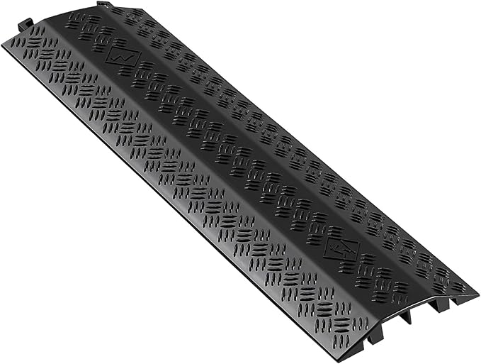VEVOR 1 Pack Drop Over Cable Cover, 2 Channel Heavy Duty Cable Hose Protector Ramp, 38.3'' Floor Cord Cover, 17,500 lbs/Axle Load Capacity, for Traffic Areas, Indoor, Outdoor, Home, Office, Warehouse
