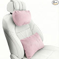 2PCS Car Pillow for Car Neck Pillow for Driving Seat Lumbar Support Soft Cushion with Extra Filling Accessories Back Support for Travel Nap and Trips Sleeping (Light Pink, Head and Lumbar)