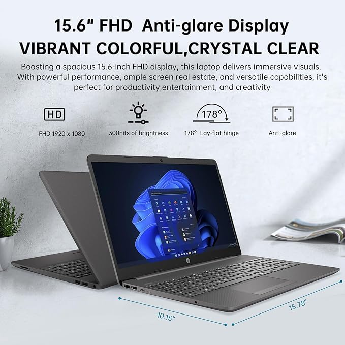 HP 250R G9 Laptop, 15.6" FHD Business Laptops, Intel Core i5-1335U (up to 4.6 GHz),16GB RAM,2TB SSD, Copilot AI PC with Lifetime Office & Mytrix Accessory,Numeric Keypad,RJ-45,WiFi 6,Win 11 Pro