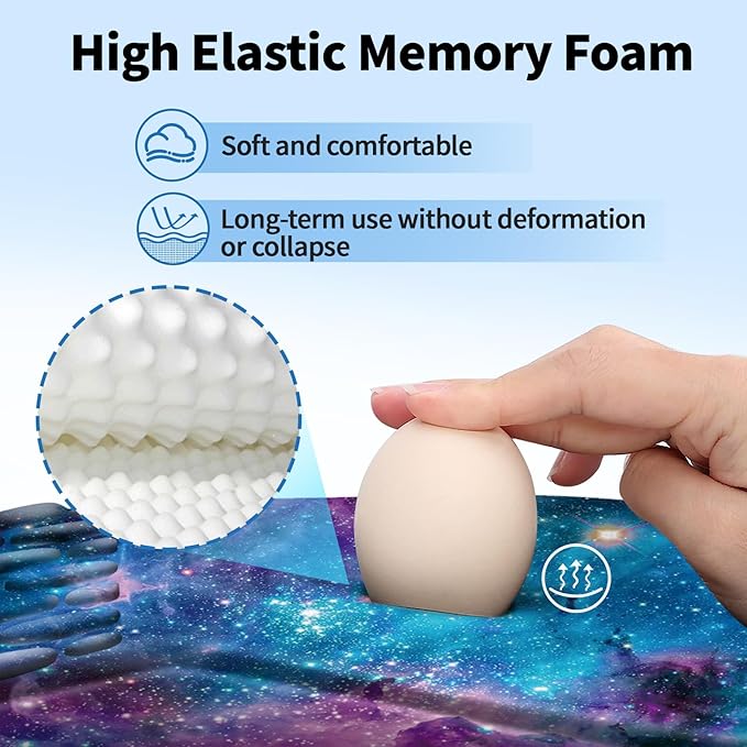 YIWEI Ergonomic Mouse Pad with Wrist Rest - Comfortable Office Mousepad with Memory Foam Wrist Support for Carpal Tunnel Relief, Mouse Pads with Non-Slip Base for Gaming and Home (Starry Sky)