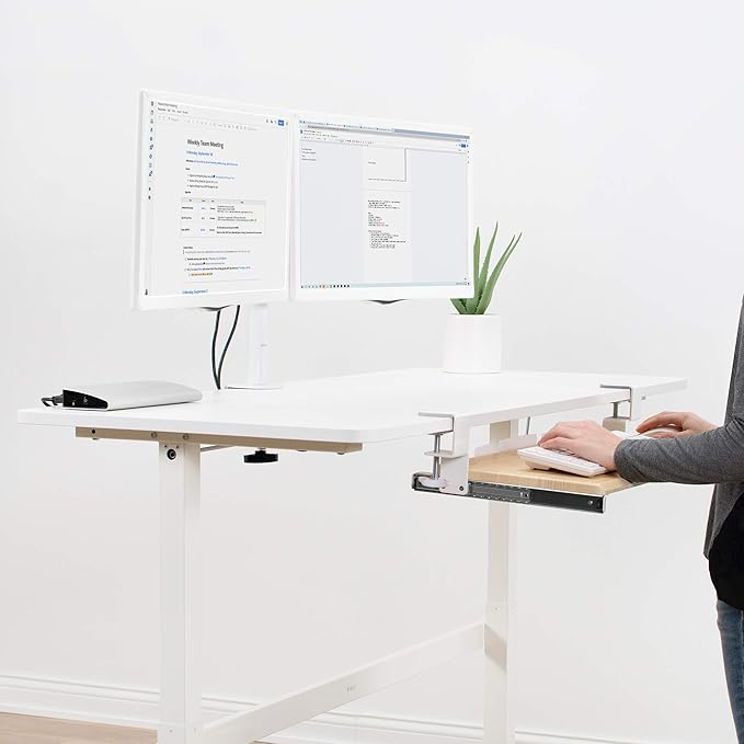 VIVO Large Clamp-on Computer Keyboard and Mouse Under Desk Slider Tray, 27 x 11 inch Pull Out Platform Drawer, Light Wood, MOUNT-KB05A