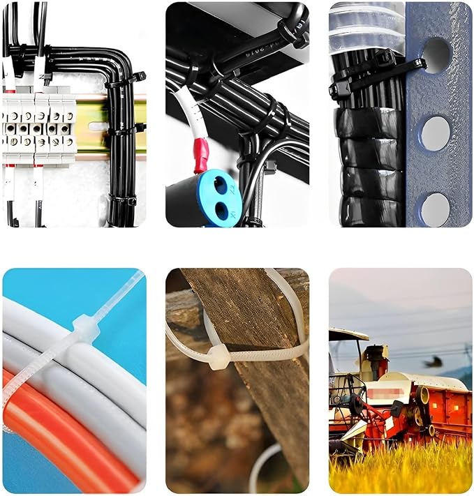 Black Zip Ties 8 inch (1000 Pack), 40lbs Tensile Strength, UV Resistant black Cable Ties heavy duty, Self-locking Plastic Ties for Indoor and Outdoor Use