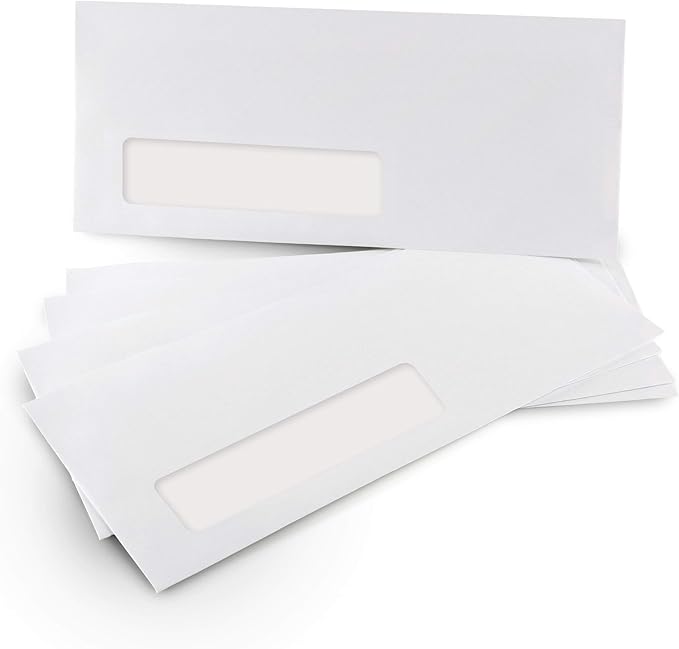 Aimoh #10 Single Left Window Envelopes -Gummed Closure -Size 4-1/8x9-1/2 Inches -24LB-1000 Count(35410-1000)