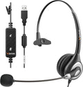 Wantek Corded USB Headsets Mono with Noise Cancelling Mic and in-line Controls, UC Business Headset for Skype, SoftPhone, Call Center, Crystal Clear Chat, Super Lightweight, Ultra Comfort (UC600)
