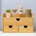 MEEDEN Bamboo Desk Organizer with Drawers: Desktop Storage Container with Shelf - Tabletop Storage Organization Box for Office Home Toiletries Supplies