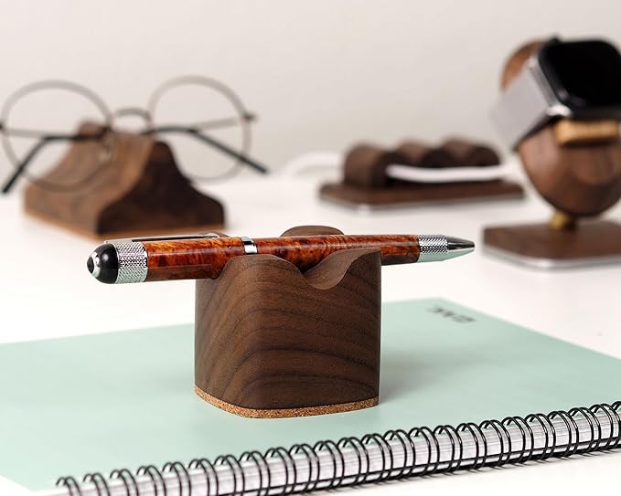 Wood Pen Holder– Handmade Walnut Desk Organizer, Minimalist Pen Holder for Office, Home, Gift (MODEL-1-WALNUT)