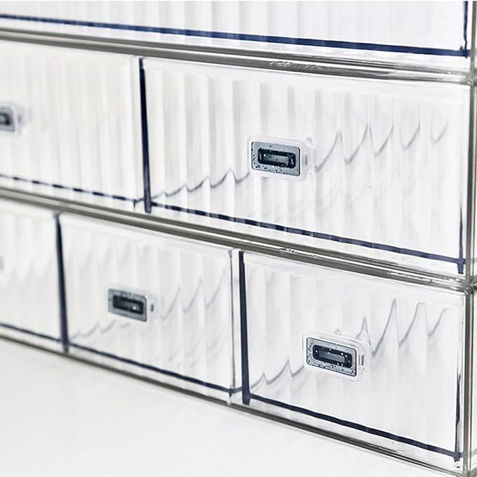 Desk Drawer Organizer, Stackable Office Supplies Desk Organizer, Plastic Plastic Storage Drawer, Desk Grocery Organizer For Stationery/Office Supplies (Clear, 1 Compartment)