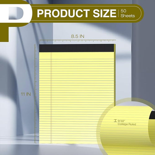 4 Pack Legal Pads 8.5 x 11 College Ruled Colored Note Pads 8.5" x 11" Lined Paper Chipboard-Backed Notepad with Micro-Perforated Notebook Paper for Office & School Supplies 50 Sheets/Pad