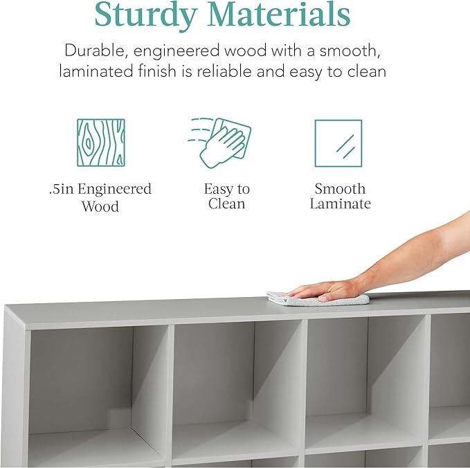 Best Choice Products Kids Bookcase 8-Cube Storage Organizer, 13.5in Shelf Opening, Bookshelf, Toy Storage, Customizable w/ 3 Removable Back Panels – Gray