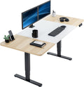 VIVO Electric 71 x 30 in Dual Motor Sit Stand Desk, Memory Height Adjustment, 2B Series, White and Light Wood Top, Black Frame, DESK-KIT-2B7WC