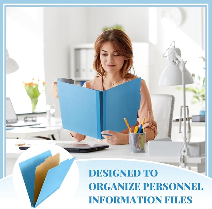 Skyygemm 36 Pcs Classification Folders Letter Size, 1 Divider Pressboard File Folder with Fasteners, Expanding File Organizer Bulk for Teachers, Clergy, Office, Church, Christmas Donations (Blue)