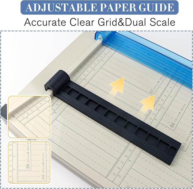12" Guillotine Paper Cutter and Trimmer with Corner Rounder Cutter & Sharpening Stone,Heavy Duty 16 Sheet Capacity Metal Base for A4,Cardstock,Photo Paper,Office School Craft Use-Updated