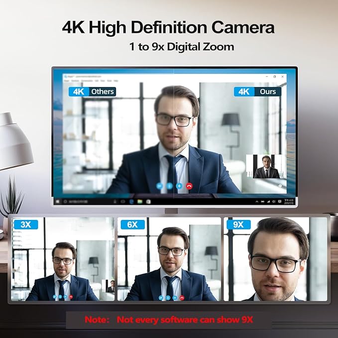 Combess 4K Webcam with Light, Webcam for PC with Microphone, Plug and Play, USB Computer Camera for Desktop, Auto-Focus, Web Camera for Desktop Computer Zoom Skype