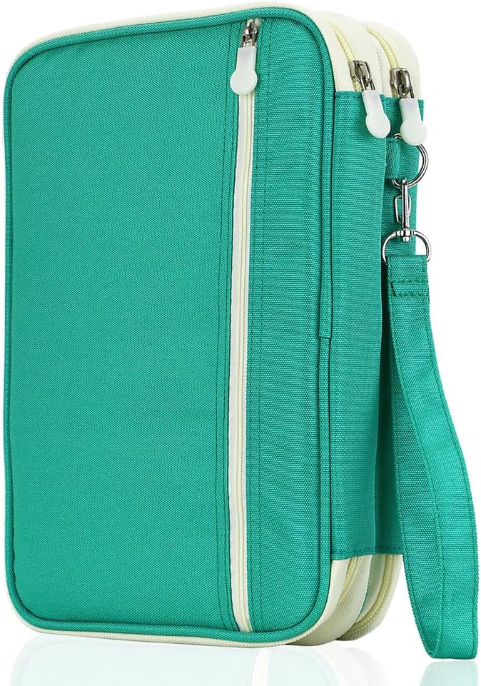 YOUSHARES 192 Slots Colored Pencil Case, Large Capacity Pencil Holder Pen Organizer Bag with Zipper for Prismacolor Watercolor Coloring Pencils, Gel Pens & Markers for Student & Artist (Green)