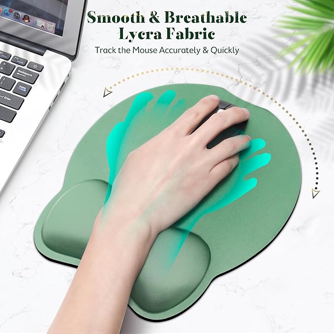 Gimars Ergonomic Mouse Pad Wrist Support, Upgrade Enlarge Superfine Fibre Soft Smooth Keyboard Wrist Rest, Comfortable Memory Foam Wrist Rest for Pain Relief, Computer, Gaming, Office,Dark Green