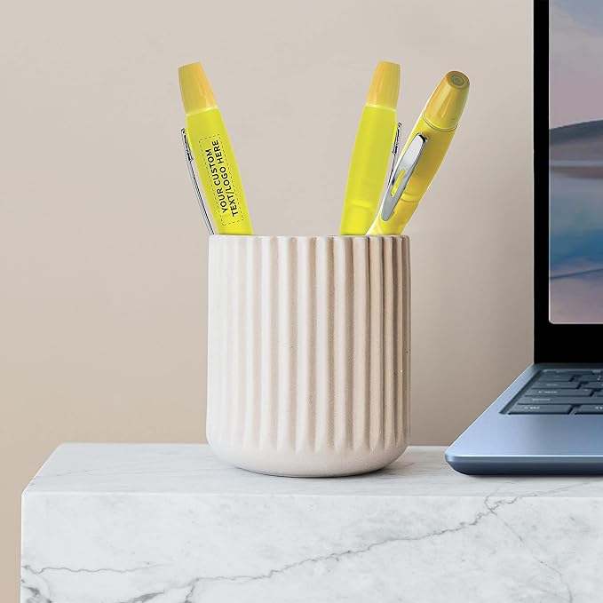 DISCOUNT PROMOS Personalized Two in one Highlighter Pens - 10 pack - Plastic Pens - Customizable Text, Logo - Yellow
