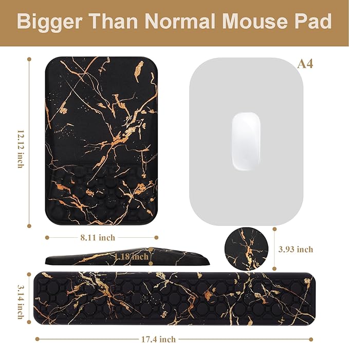 Ospelelf Black Keyboard Wrist Rest Ergonomic Mouse Pad with Wrist Rest, Wrist Rest for Computer Keyboard,