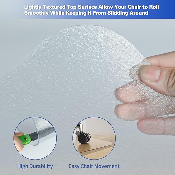 Amyracel Large Office Chair Mat for Hardwood Floor, 46” x 60” Clear Desk Chair Mat for Hard Floors, Easy Glide Office Floor Mat for Hardwood Floors