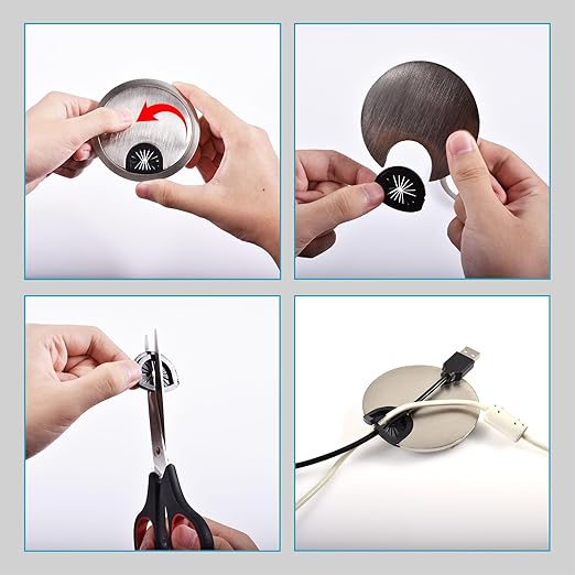 Desk Grommet 2-3/8 Inch 60mm, Zinc Alloy Computer Desk Wire Hole Cover, Office Desktop Cord Cable Hole Metal Ring, Red Bronze