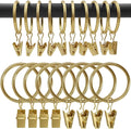 AMZSEVEN 100 Pack Metal Curtain Rings with Clips, Drapery Clips Hooks, Decorative Curtain Rod Clips 1.5 in Interior Diameter, Gold
