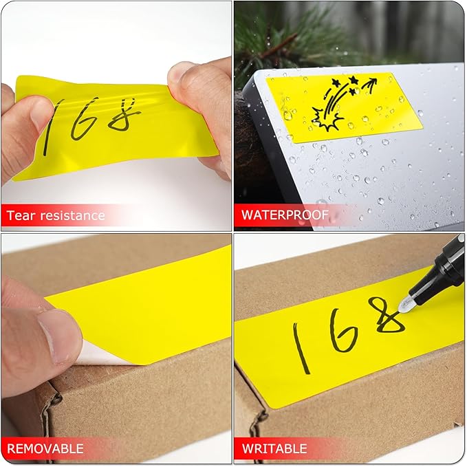 Meitaat Yellow Rectangle Stickers 4 x 2 Inch Color Coding Labels Vinyl Roll Self-Adhesive Waterproof Removable 500 PCS