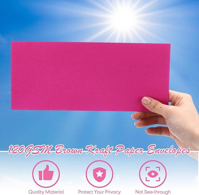 Jutom 500 Pcs Kraft Envelopes Letter Size Bulk #10 Business Strong Sealed 4-1/8 x 9-1/2 in Flap Office Printable Mailing Envelopes Windowless Invisible(5 Colors)