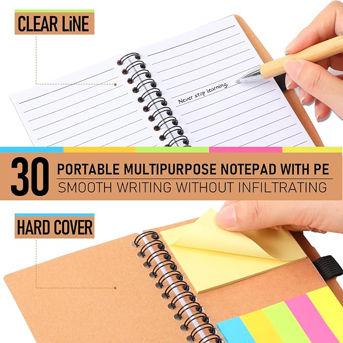 Honoson Valentines Employee Appreciation Gift Bulk Inspirational Notebook with Note and Motivational Bamboo Ballpoint Pen for Team Group Staff Coworker Volunteer Office Must Have(30 Set)