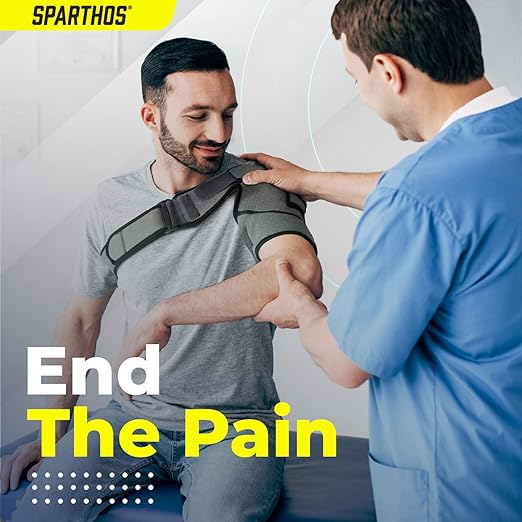 Sparthos Shoulder Brace - Support Sleeve for Torn Rotator Cuff, AC Joint Pain Relief - Arm Immobilizer Strap Wrap - Fits Bicep 14-30 in, Left or Right, Men & Women - Measure Before Purchase - XXL