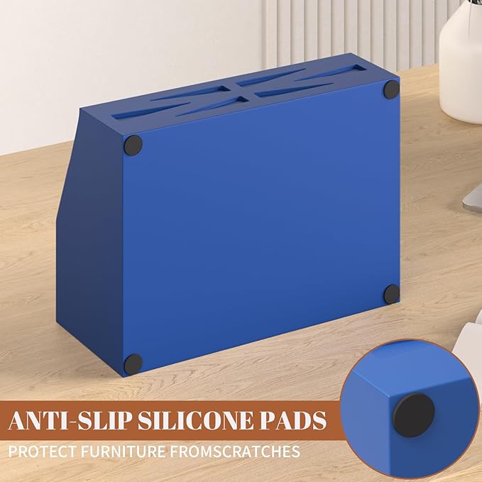 Wood Mail Organizer Countertop,Farmhouse Desk and Kitchen Countertop Storage, Letter Sorter, Desk Mail and Bill Organizer, Desktop File and Paper Holder (Blue)