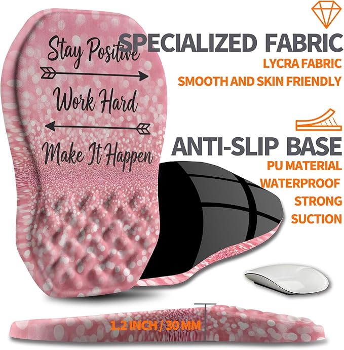 Ergonomic Slope Mouse Pad Wrist Support, Wrist Rest Mousepad for Carpal Tunnel Pain Relief with Massage Bulge and Slow Rebound Memory Foam (12x8 inch, Pink Stay Positive)