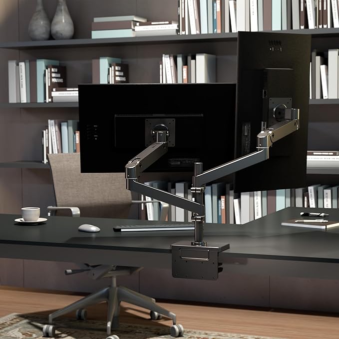Ergotron – Upgraded LX Pro Premium Vertical Stacking Dual Monitor Arm, VESA Desk Mount – for 2 Monitors Up to 24 Inches, 4 to 22 lbs Each – Matte Black