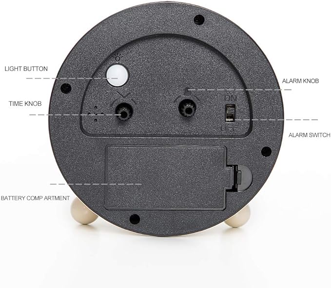 Super Silent Metal Alarm Clock,Beep Wake Round Alarm Clock with Night Light,Battery Operated,Easy Set,Simple & Retro for Desk, Bedroom and Home Decoration(Creamy White)