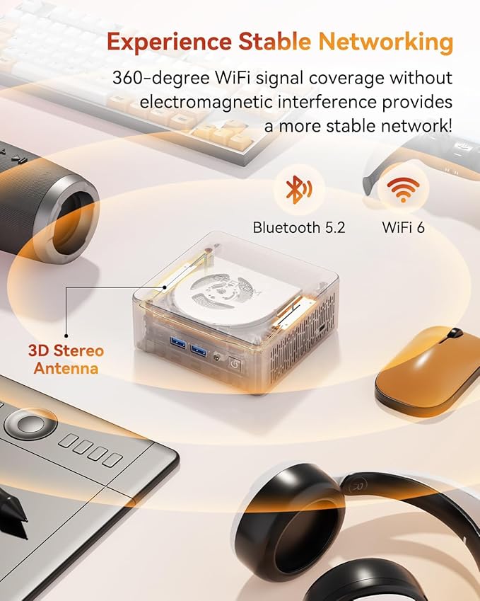 GEEKOM A5 Mini PC, with AMD Ryzen 7 5825U(Turbo 4.5GHz), 16GB RAM(Not LPDDR) & 1TB M.2 PCIe NVMe SSD, Vega 8 Graphics, Windows 11 Desktop Computer Support 8K UHD/Wi-Fi 6/Bluetooth 5.2 for Office,Gamer