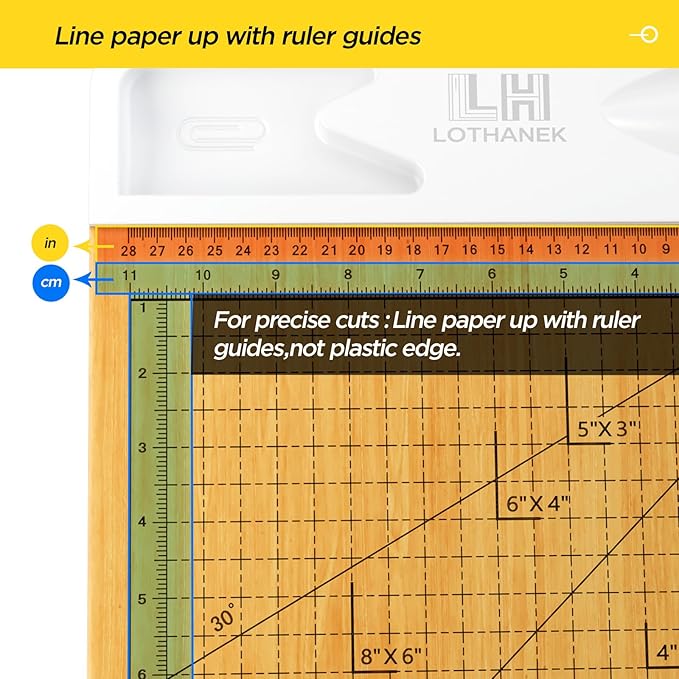 12 inch Wood Guillotine Paper Cutter, Heavy Duty Wood Paper Trimmer with 16 Sheets Paper Cutting Board for Classroom, Crafting, Cardstock, Art Projects (White)