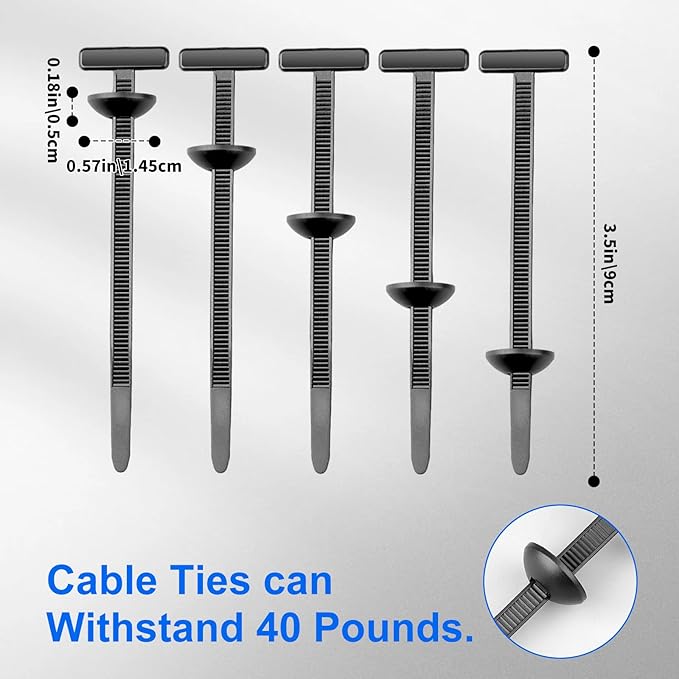100Pcs Upgraded Nylon Universal Cable Tie Buckles, Automotive Zipper Clips Self-Locking T Rivet Zipties for Car Repair, Car Fender Trunk Bumper Repair, Home & Garage